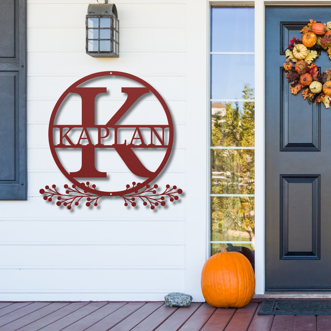 Monogram Name Metal Sign
