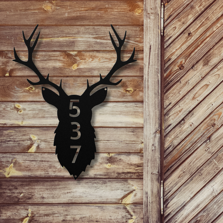 Deer Head Metal Address Sign