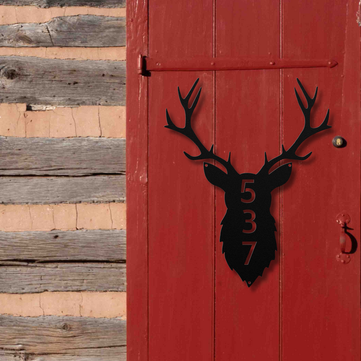 Deer Head Metal Address Sign