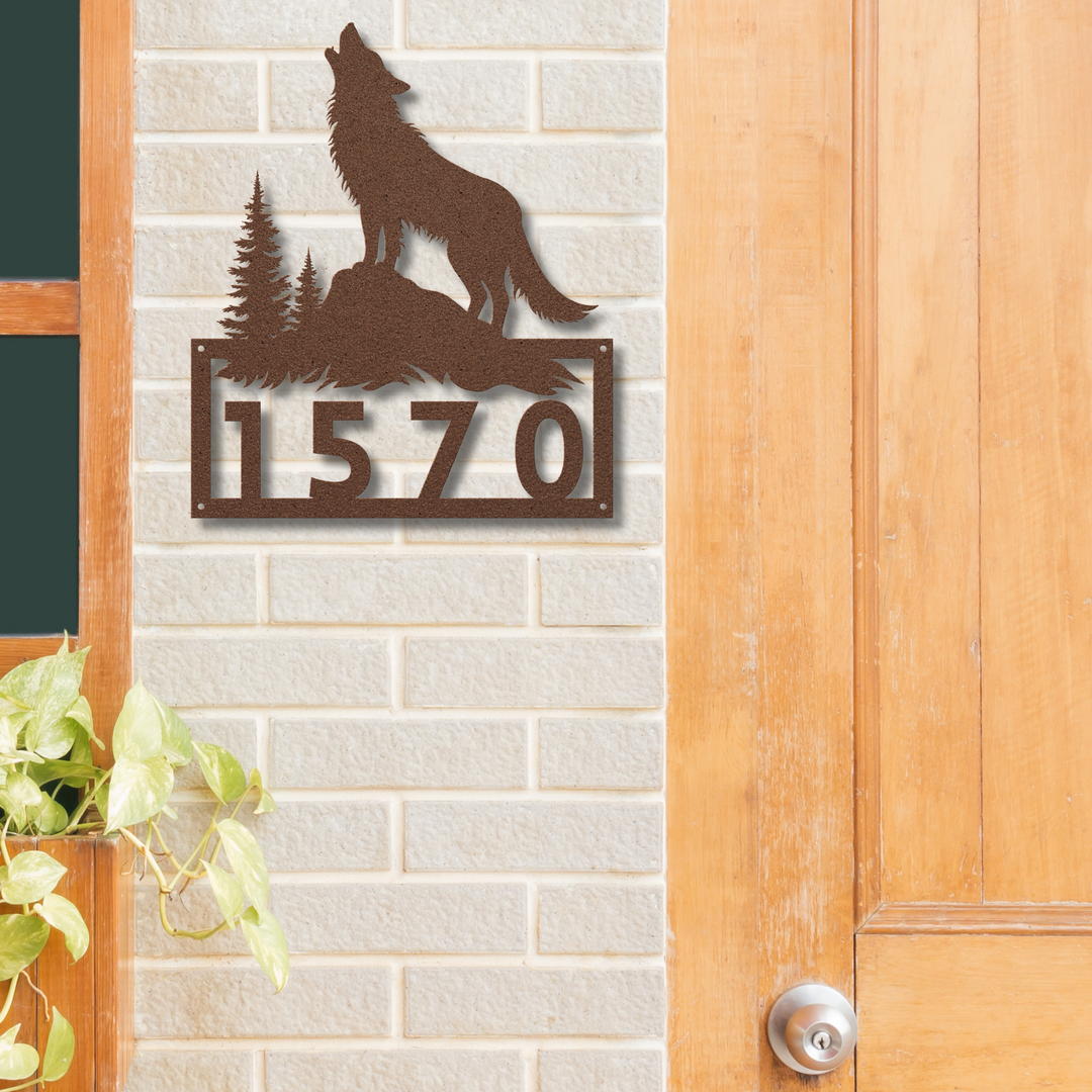 Wolf Metal Address Sign