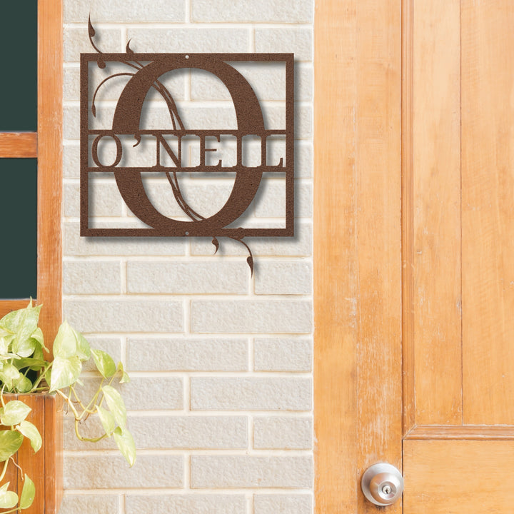 Monogram Name Metal Sign