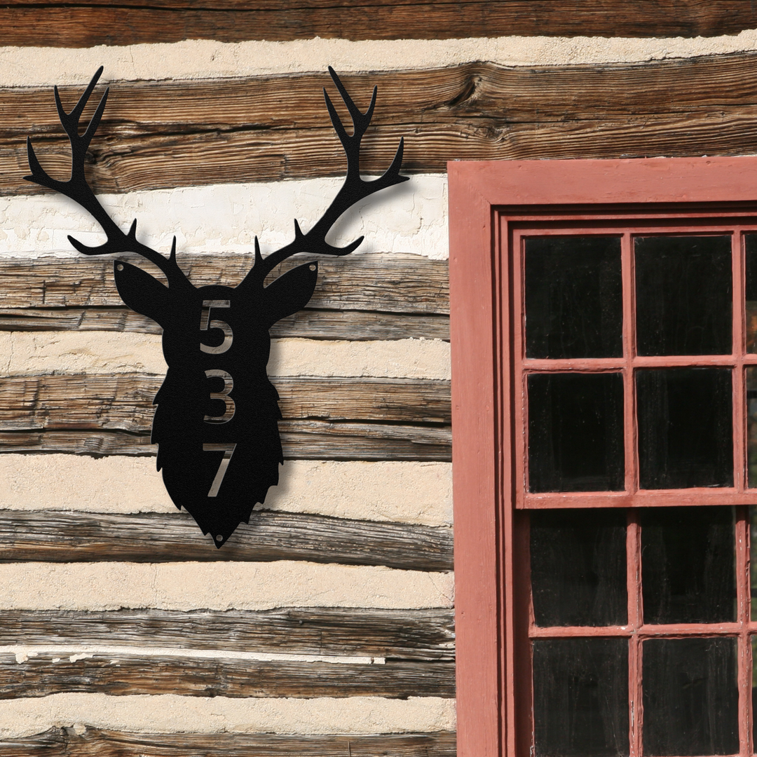 Deer Head Metal Address Sign