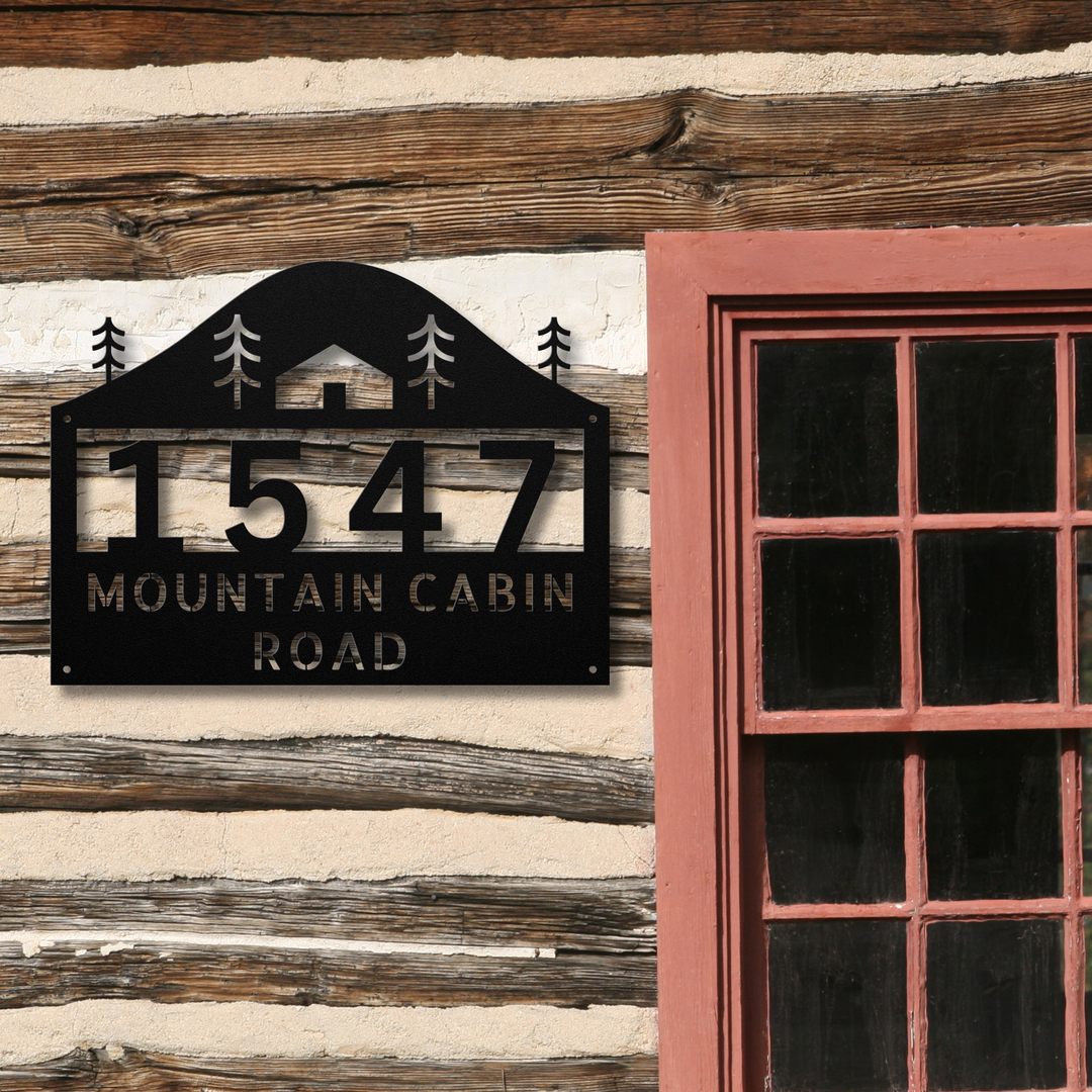 Cabin Metal Address Sign