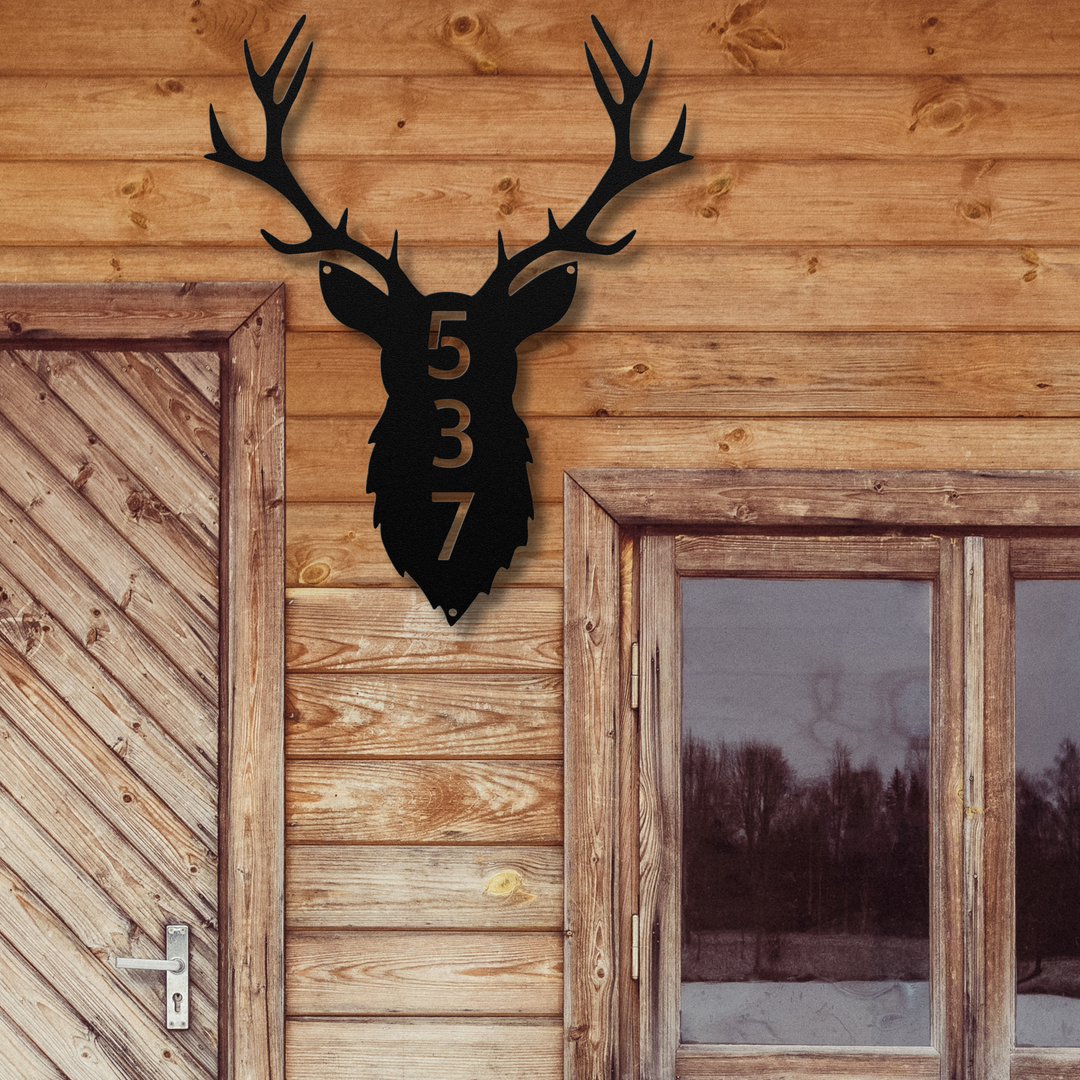 Deer Head Metal Address Sign