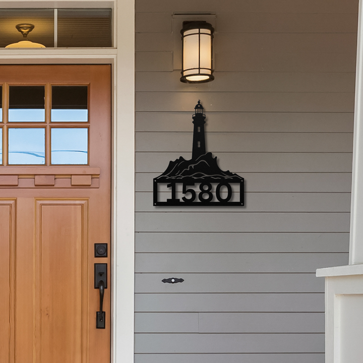 Lighthouse Metal Address Sign