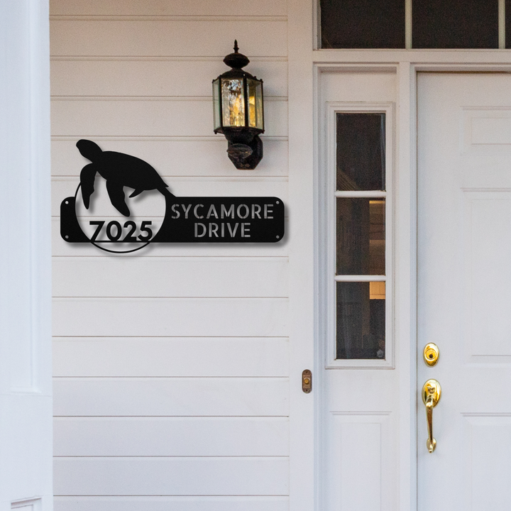 Sea Turtle Metal Address Sign