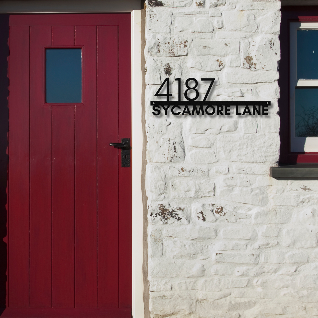 Modern Horizontal Left Metal Address Sign