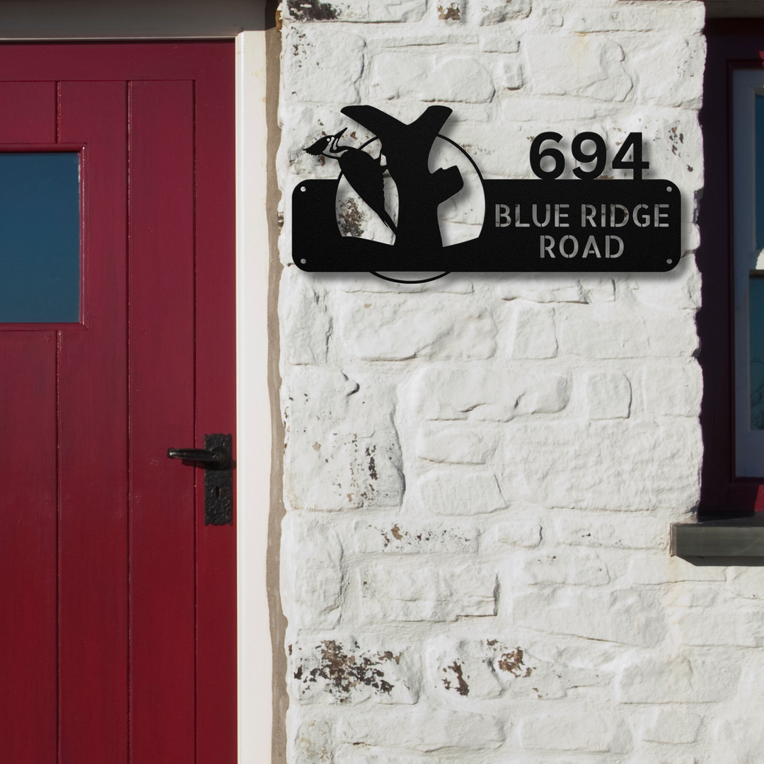 Woodpecker Metal Address Sign