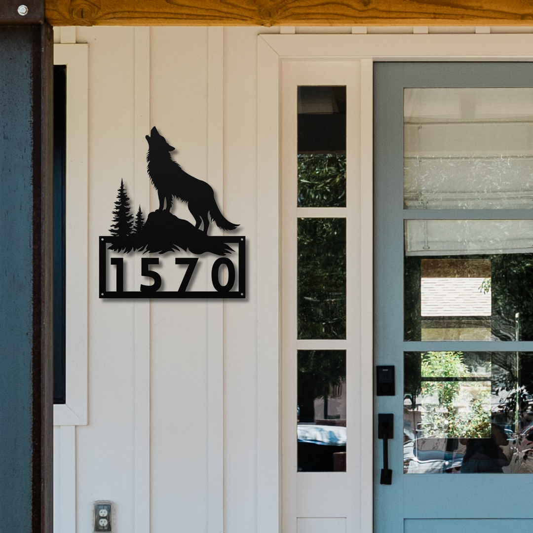 Wolf Metal Address Sign