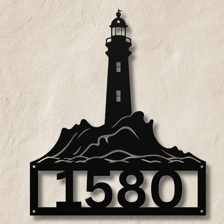 Lighthouse Metal Address Sign