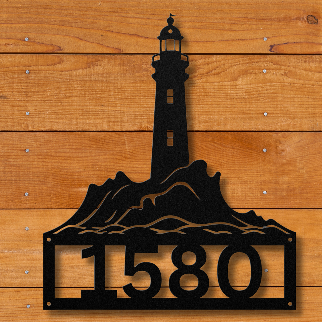 Lighthouse Metal Address Sign