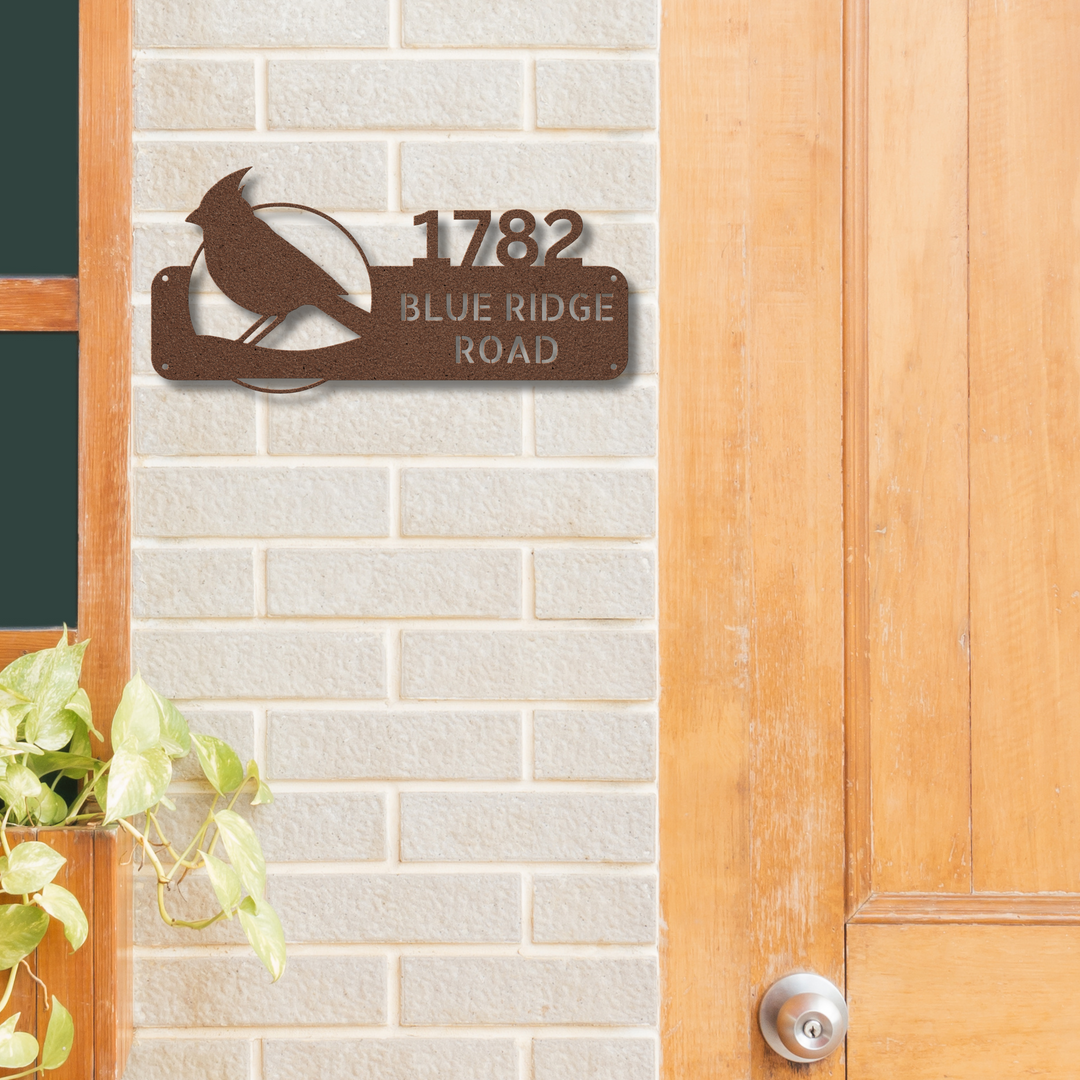 Cardinal Metal Address Sign