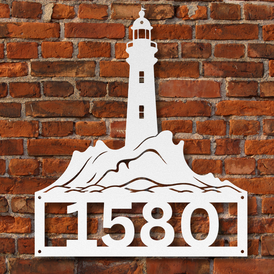 Lighthouse Metal Address Sign