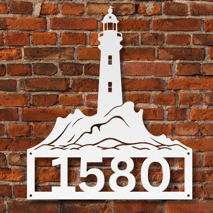 Lighthouse Metal Address Sign