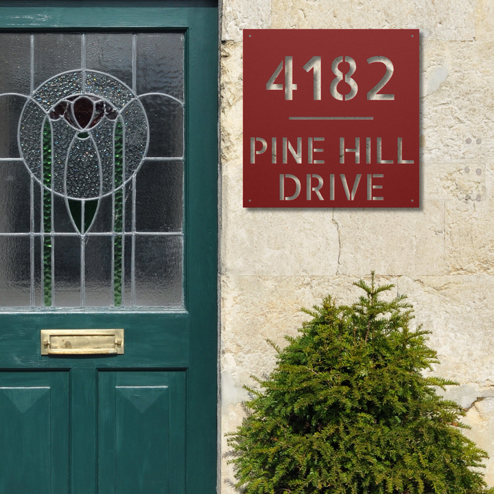 Modern Square Metal Address Sign