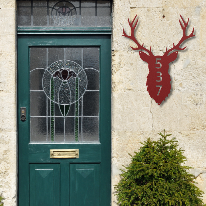 Deer Head Metal Address Sign