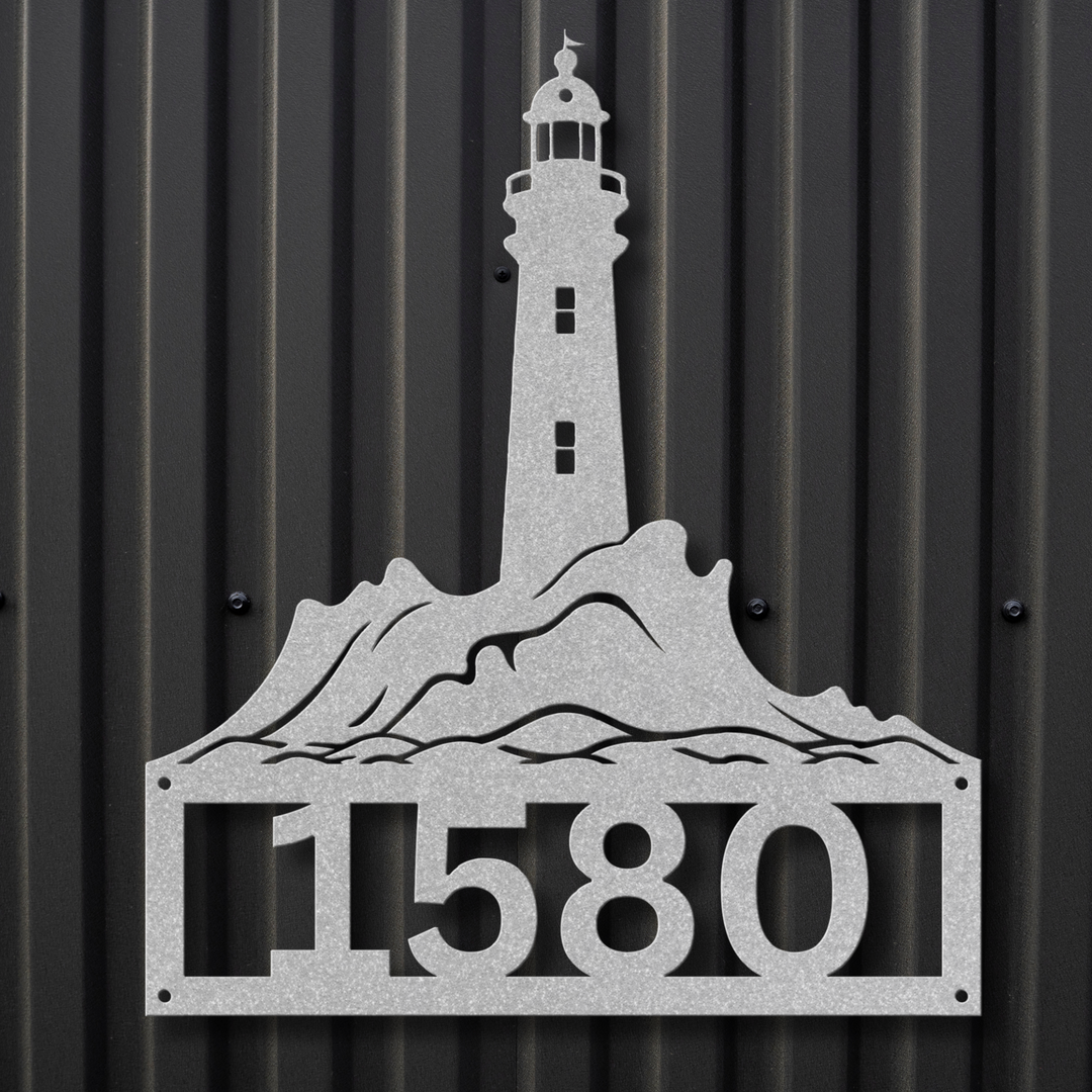 Lighthouse Metal Address Sign