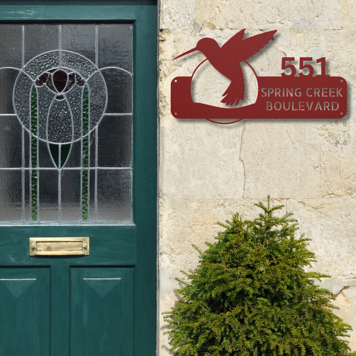 Hummingbird Metal Address Sign