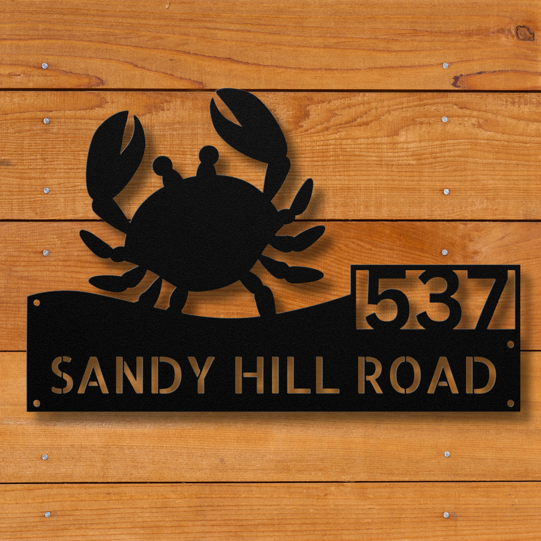 Crab Metal Address Sign