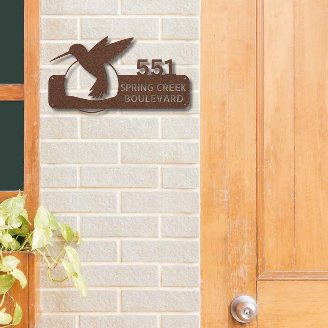 Hummingbird Metal Address Sign