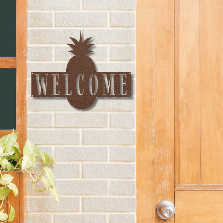 Pineapple Welcome Metal Wall Art