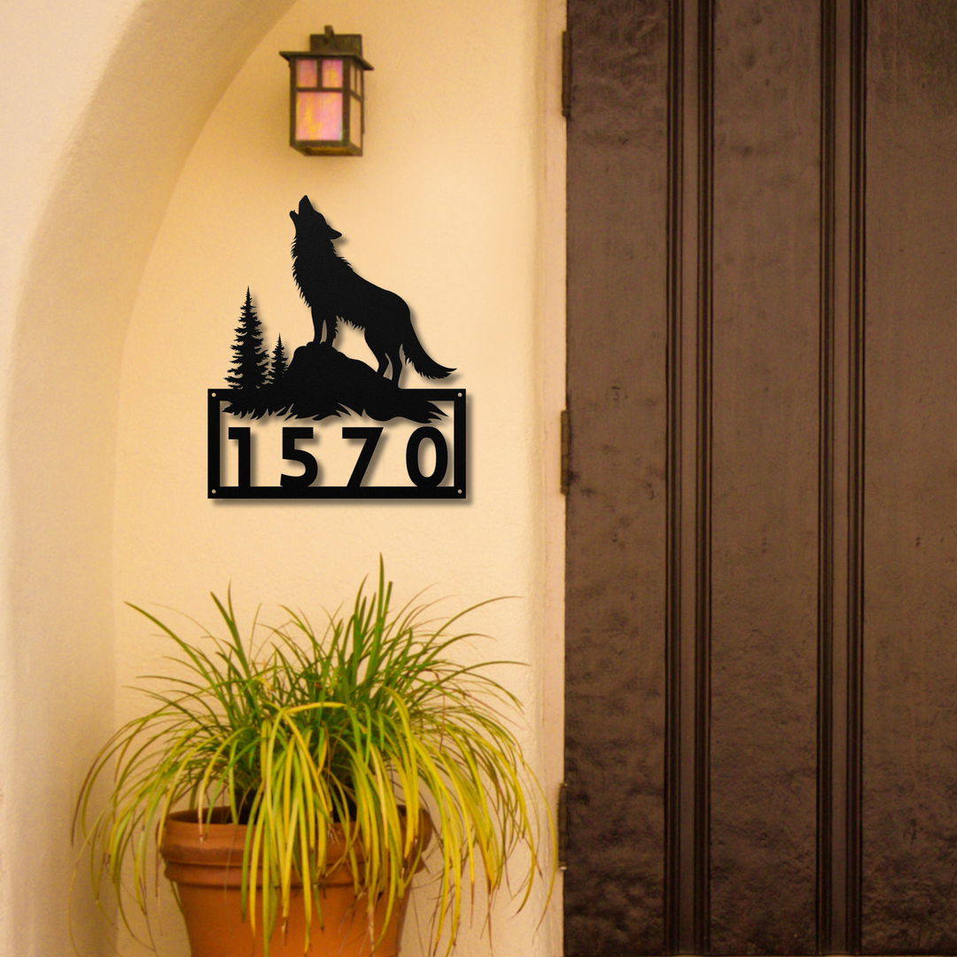 Wolf Metal Address Sign