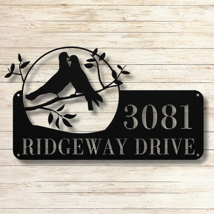 Love Birds Metal Address Sign