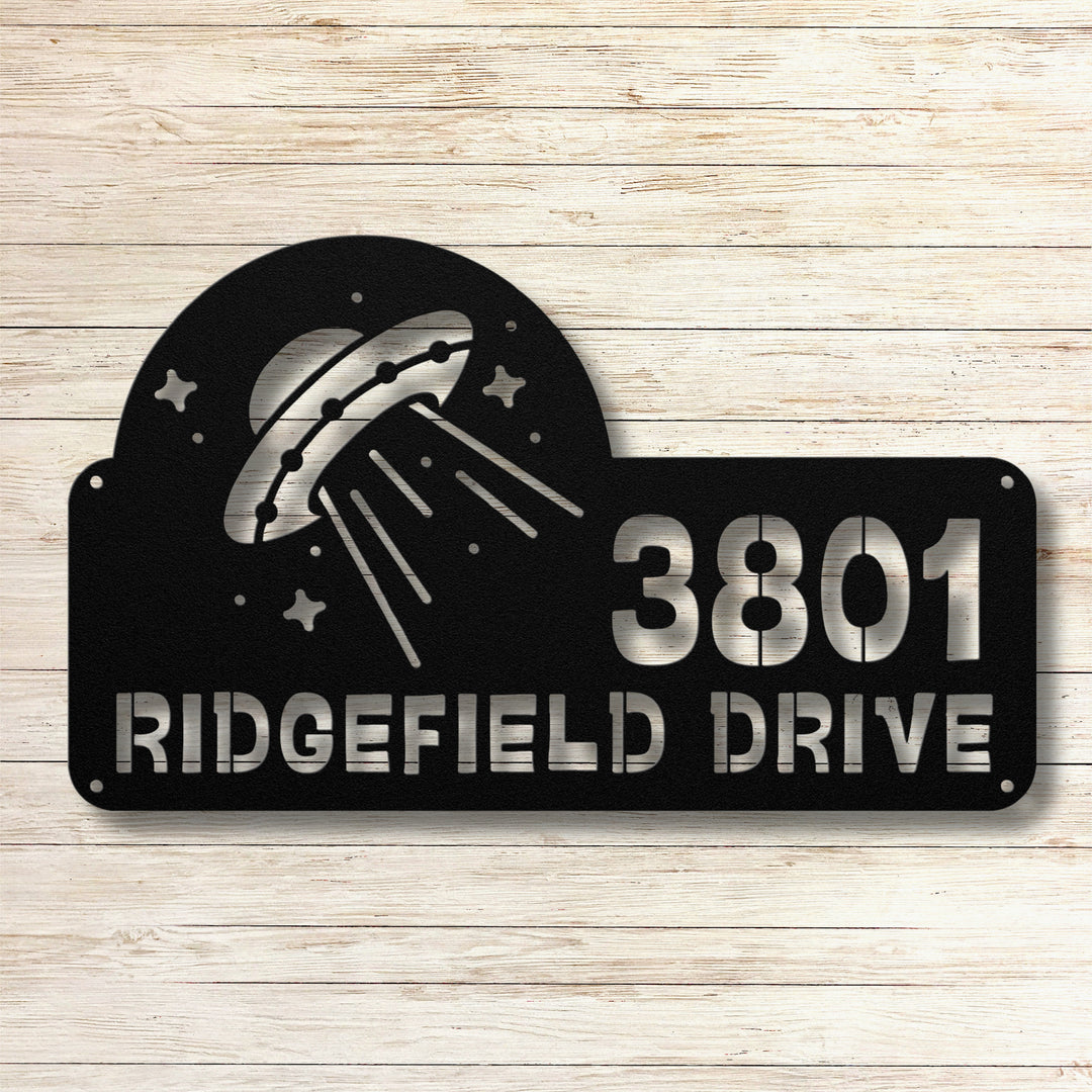 Spaceship Metal Address Sign