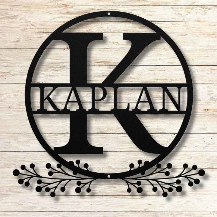 Monogram Name Metal Sign