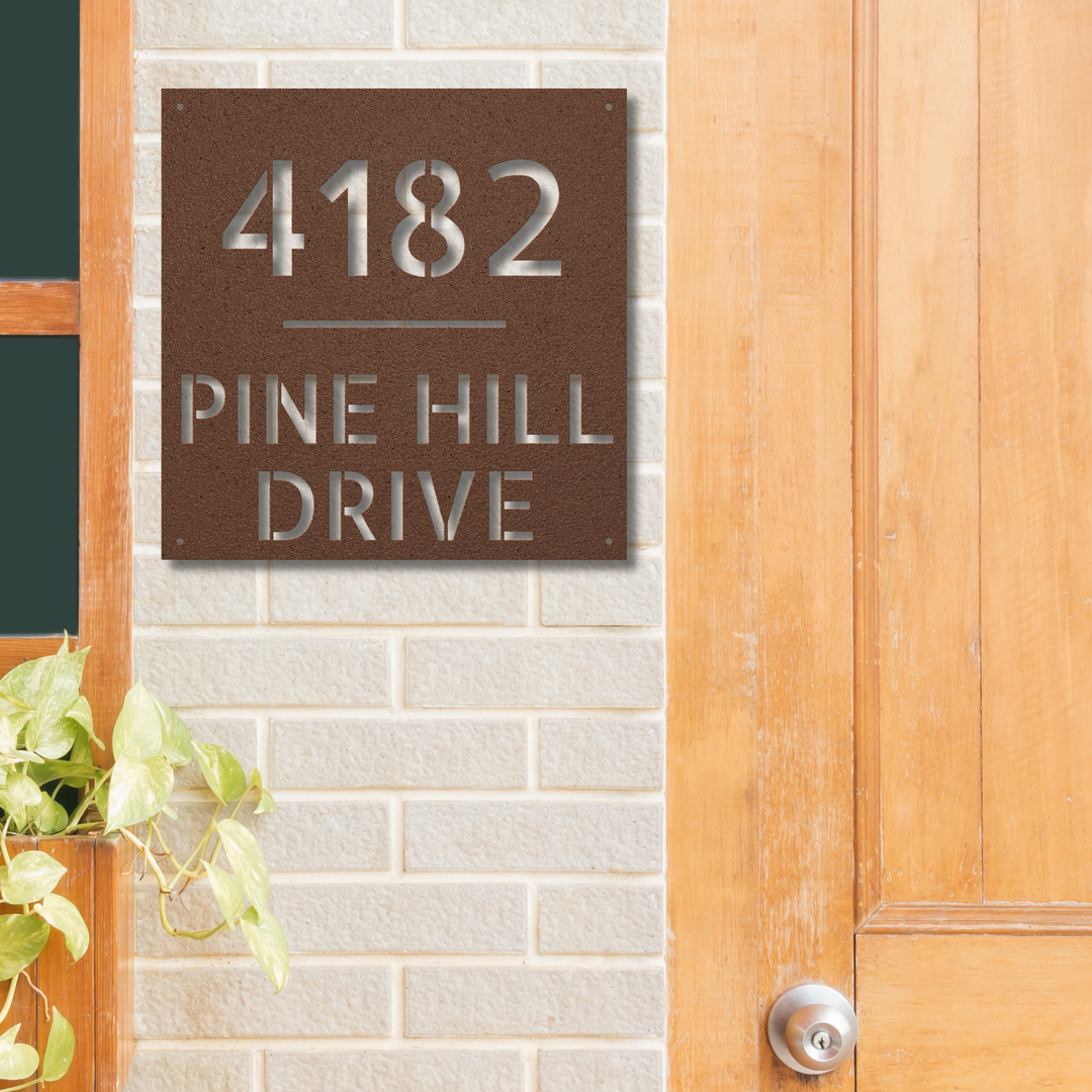 Modern Square Metal Address Sign