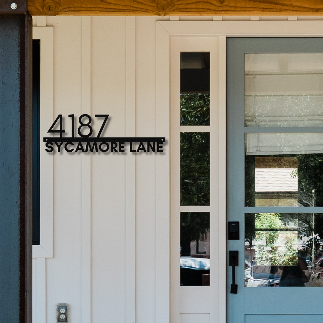 Modern Horizontal Left Metal Address Sign