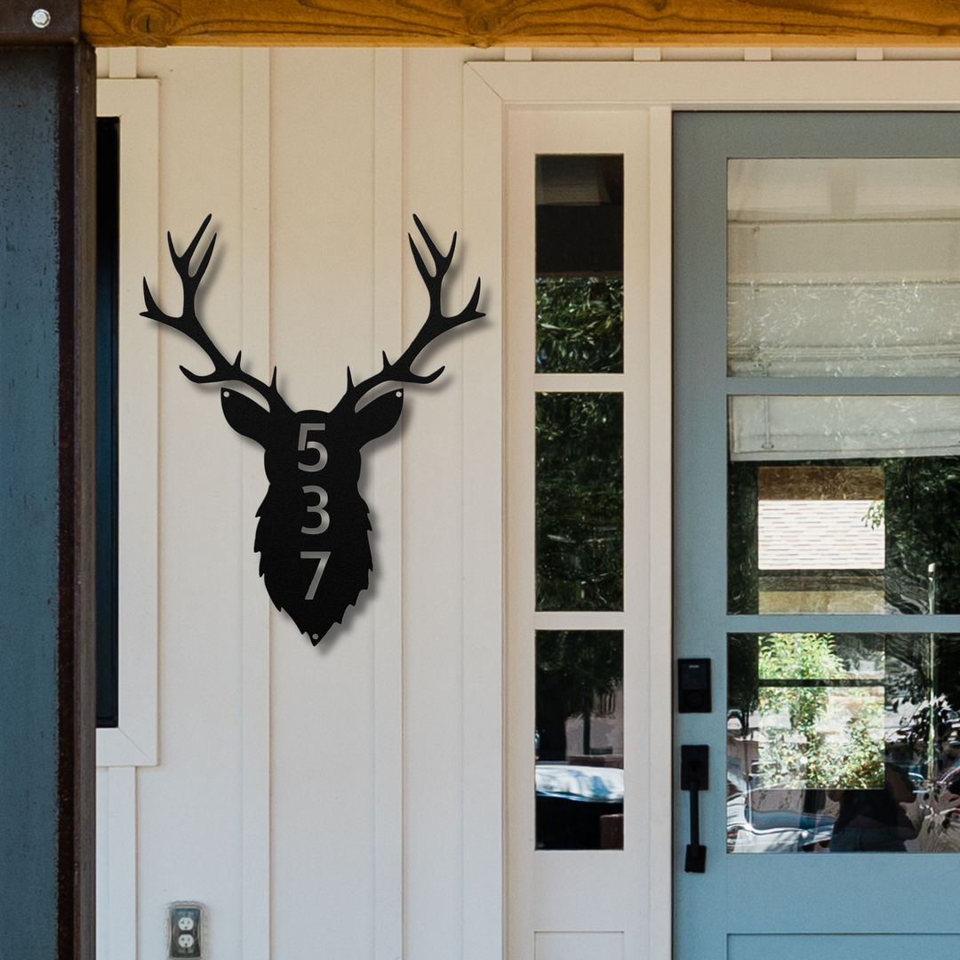 Deer Head Metal Address Sign