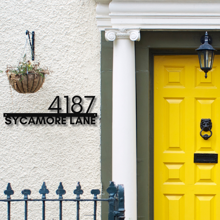 Modern Horizontal Right Metal Address Sign