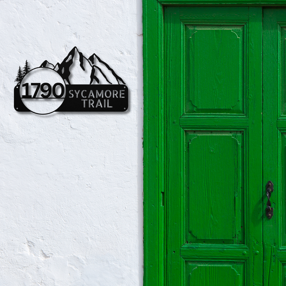 Mountains Metal Address Sign