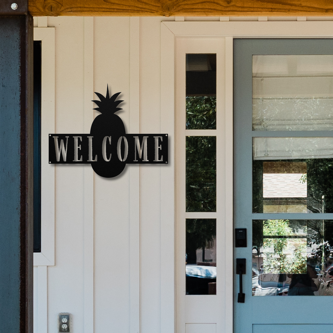 Pineapple Welcome Metal Wall Art