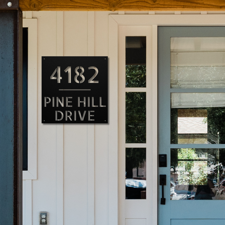 Modern Square Metal Address Sign