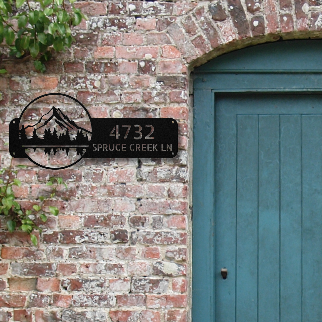 Mountains Metal Address Sign