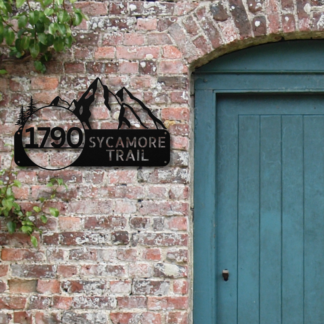 Mountains Metal Address Sign