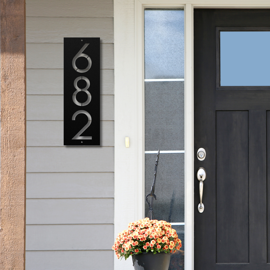 Modern Vertical Metal Address Sign