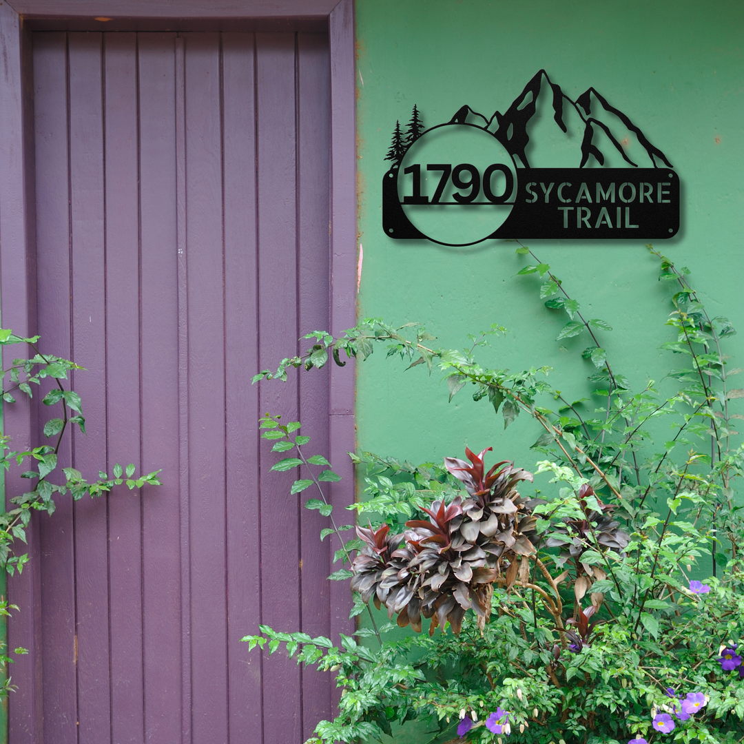 Mountains Metal Address Sign