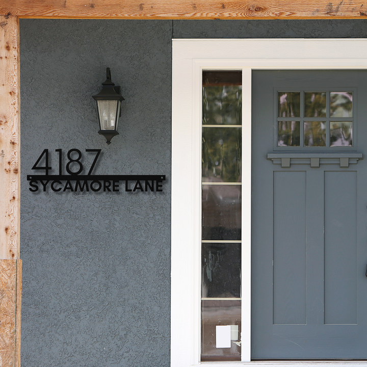 Modern Horizontal Left Metal Address Sign