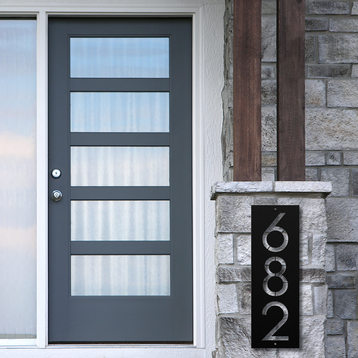 Modern Vertical Metal Address Sign