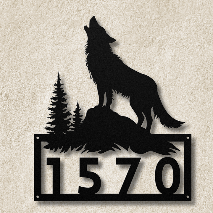 Wolf Metal Address Sign