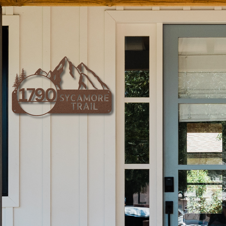 Mountains Metal Address Sign