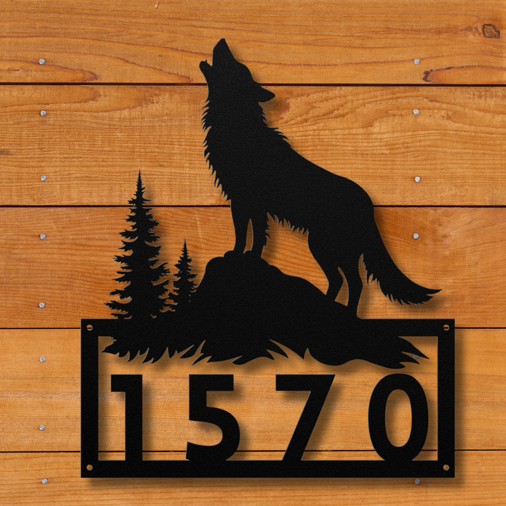 Wolf Metal Address Sign