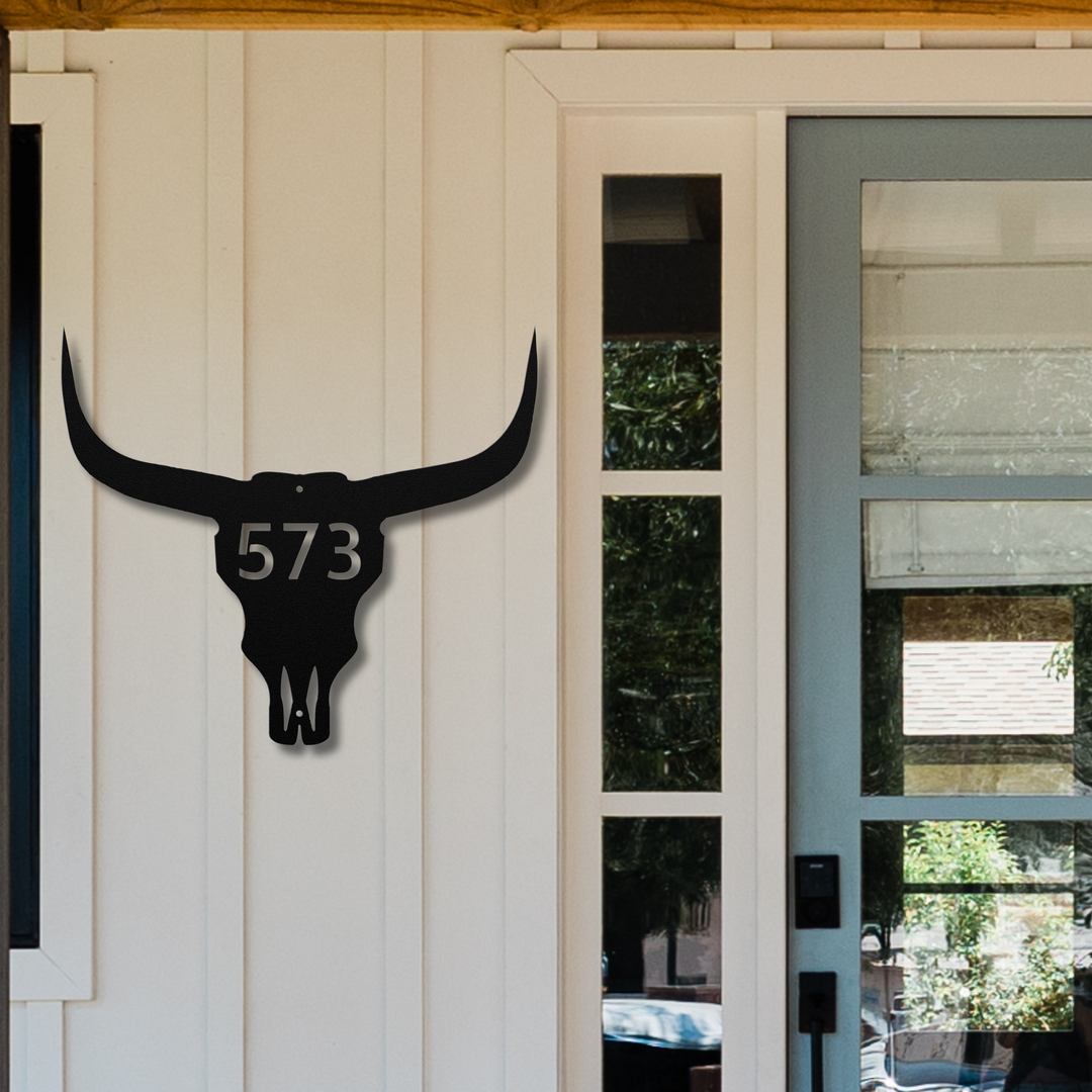 Skull Metal Address Sign