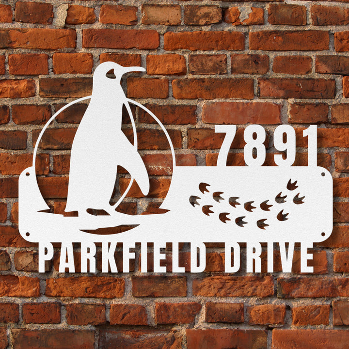 Penguin Metal Address Sign