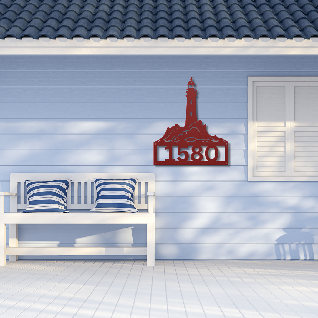 Lighthouse Metal Address Sign