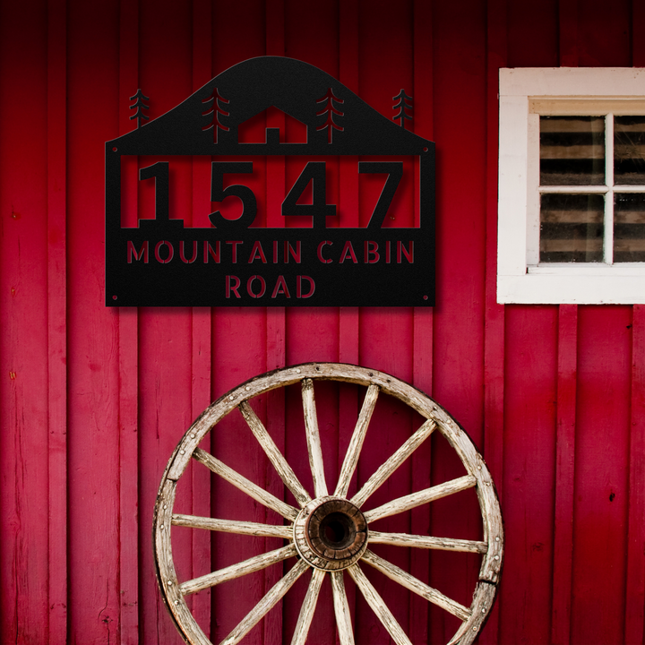 Cabin Metal Address Sign