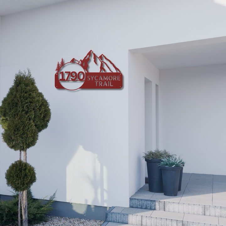Mountains Metal Address Sign